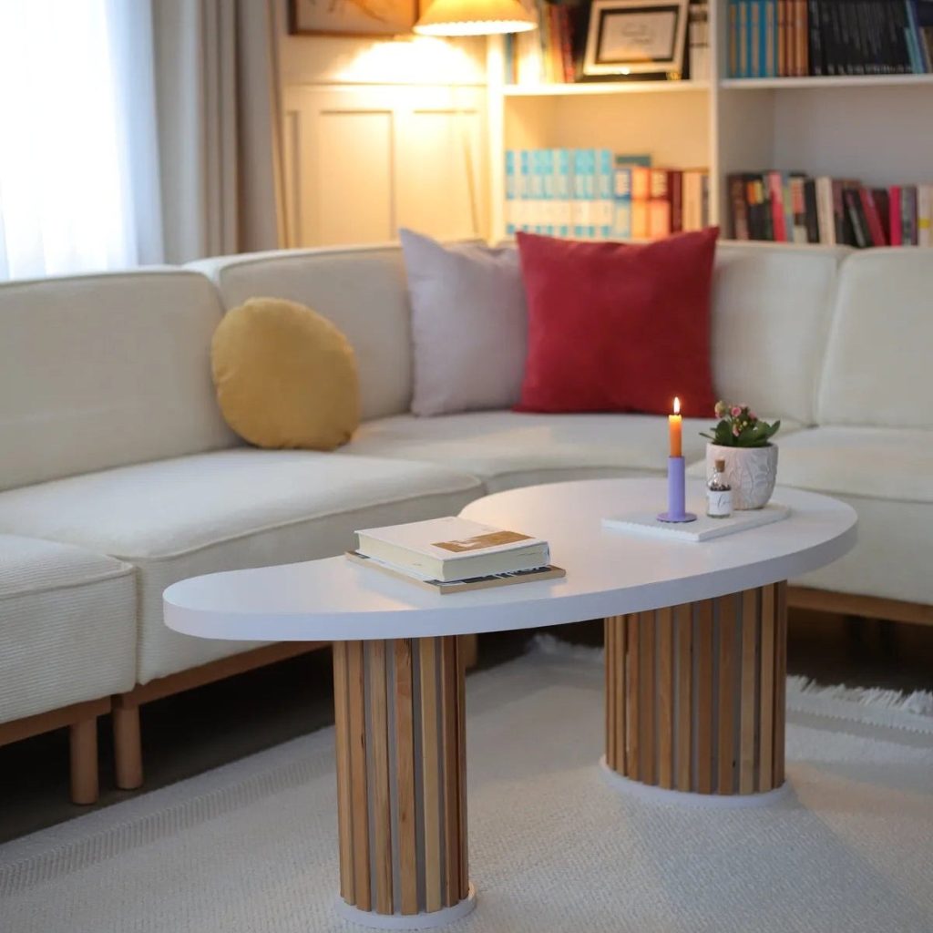 Elegant TV Stand with Cushions – Stylish Living Room Update